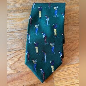 Silk Men’s Tie Green Background to Fancy Golfers by Blacksmith